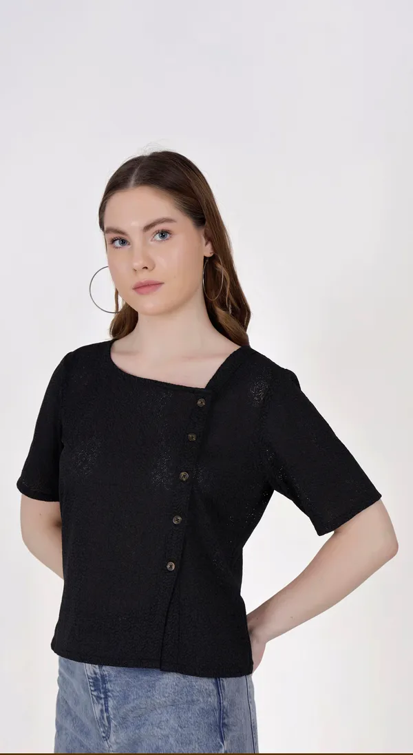 Black_Knitted_Nylon_Blended_Western_Wear_Top_For_Women