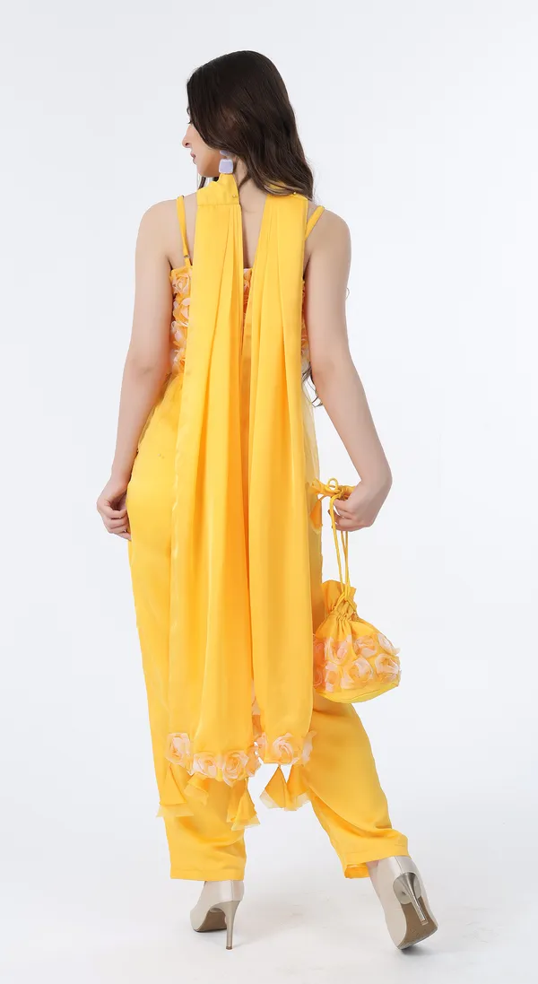Marogold_Yellow_Woven_Premium_Blended_Soft_Silk_Organza_Western_Wear_Co-Ord_Set