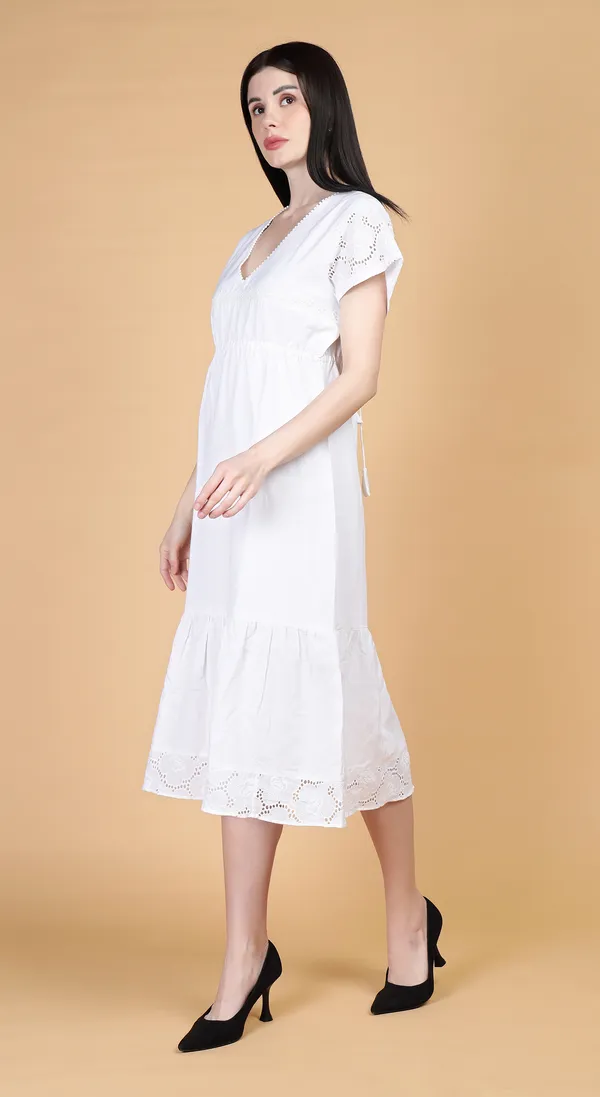White_Woven_Cotton_A-line_Midi_Dress_with_soft_gather