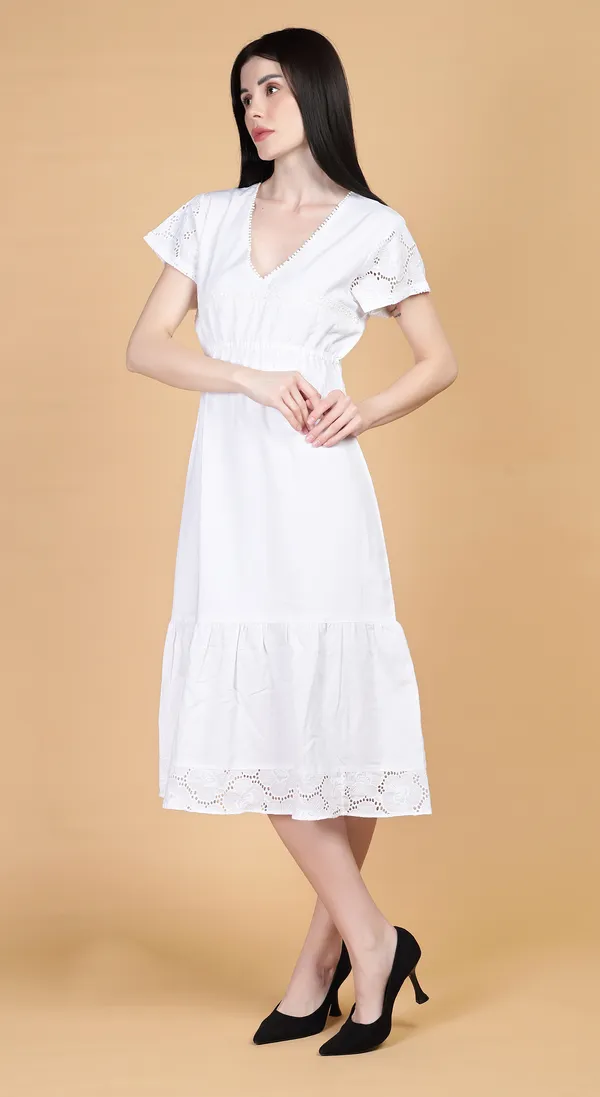 White_Woven_Cotton_A-line_Midi_Dress_with_soft_gather