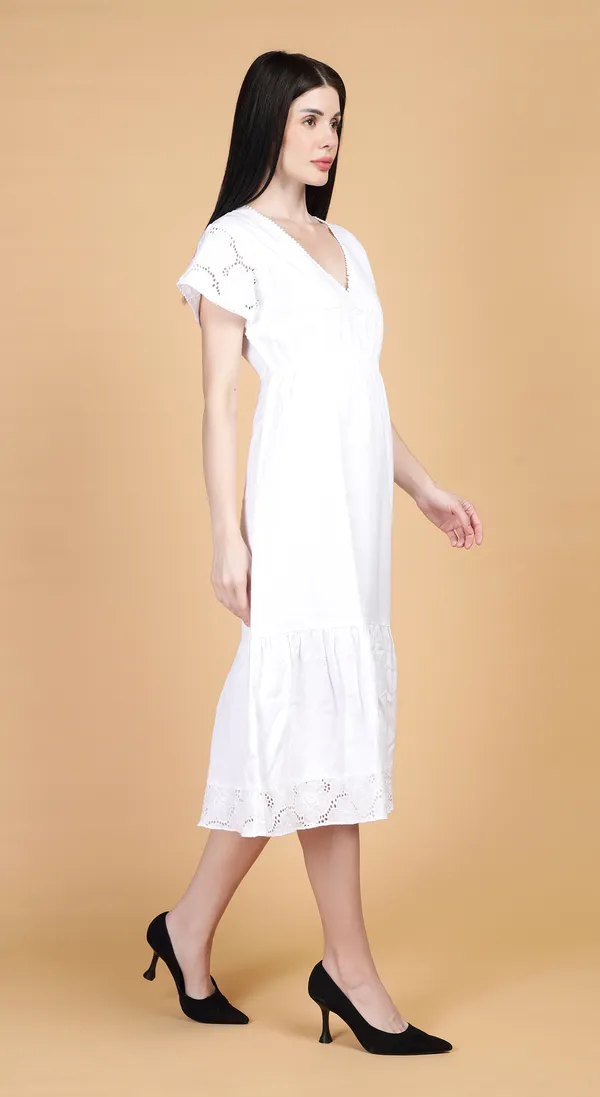 White_Woven_Cotton_A-line_Midi_Dress_with_soft_gather