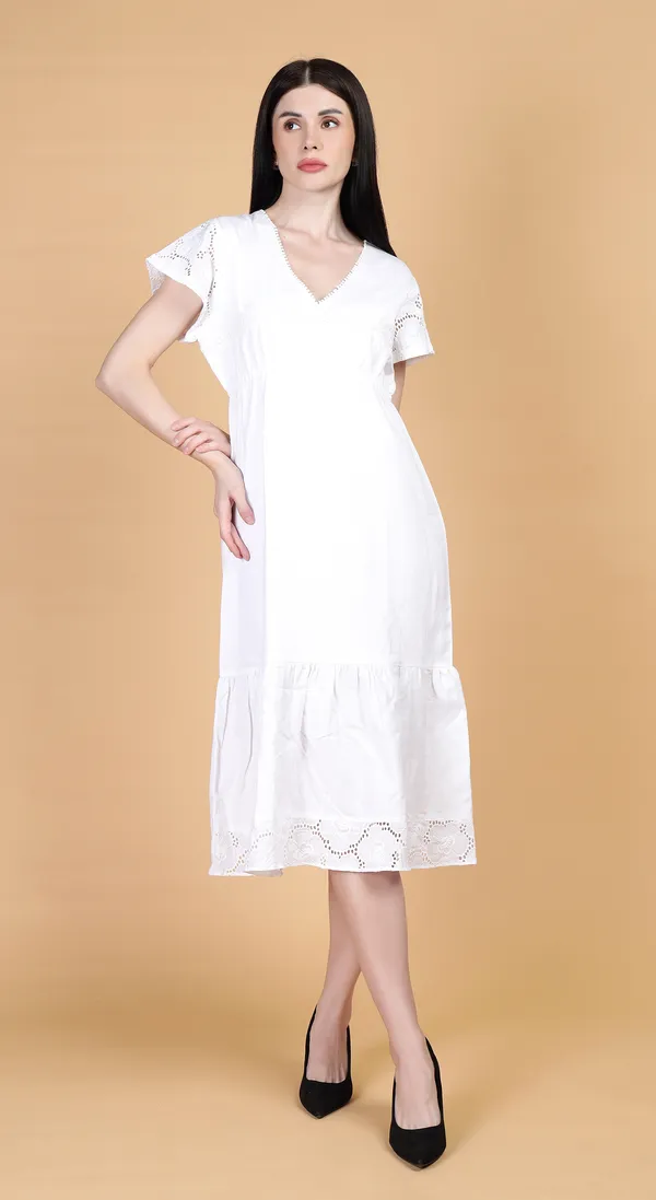 White_Woven_Cotton_A-line_Midi_Dress_with_soft_gather