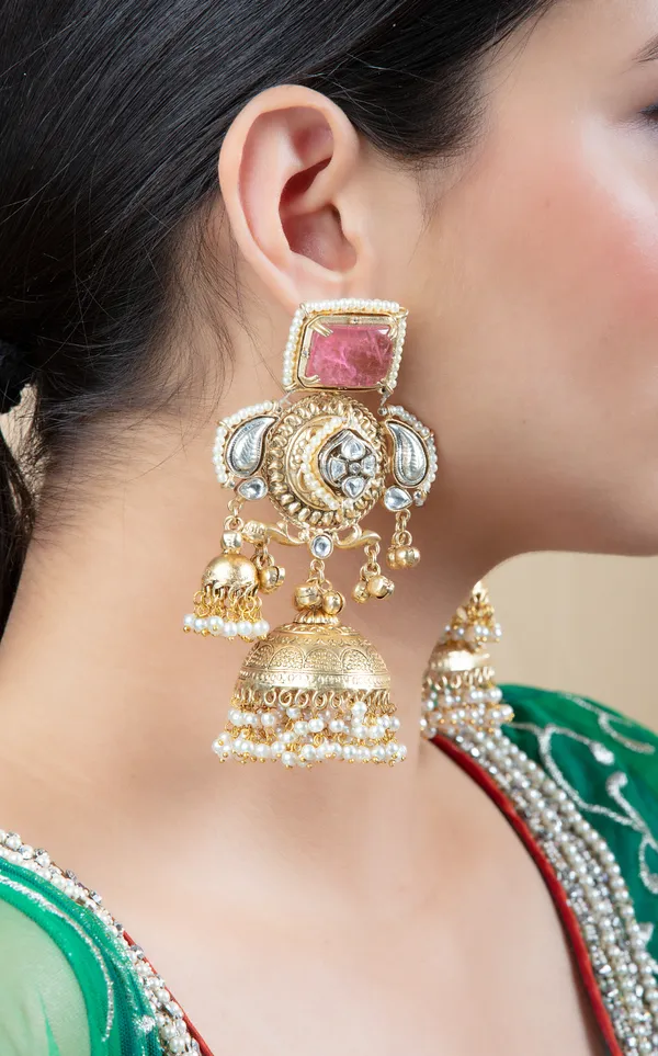 Pink_&_Silver_Metal_Elegant_&_Premium_Earring_For_Women_&_Girls