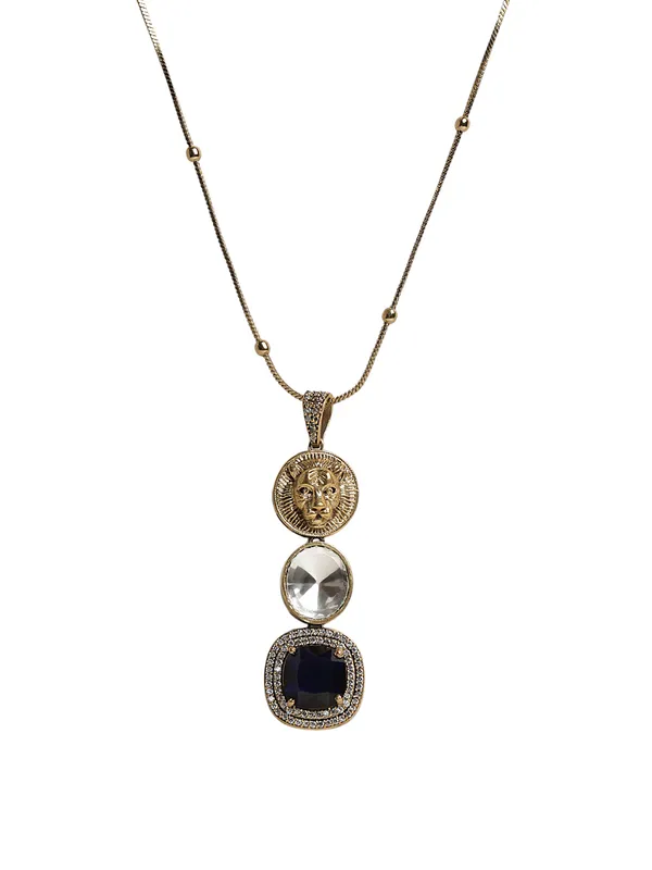 Gold_Plated_Pendant_White_and_Blue_Stone_with_Chain_and_Earrings