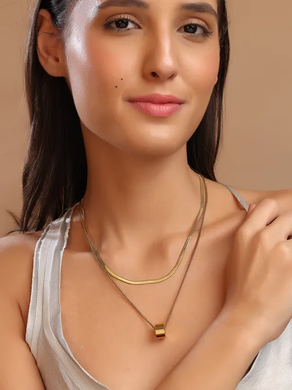 Gold_Plated_Pendant_with_double_chain_For_Women_&_Girls
