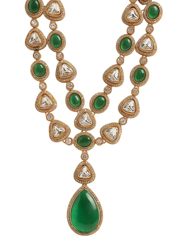 Beautiful_white_and_Green_stoneGold_plated_Necklace_with_earrings_for_Women_&_Girls