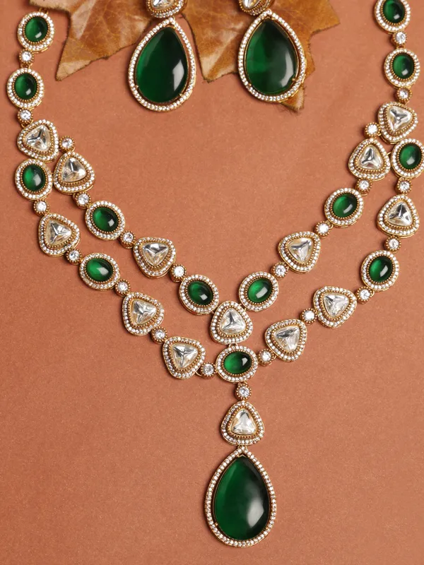 Beautiful_white_and_Green_stoneGold_plated_Necklace_with_earrings_for_Women_&_Girls