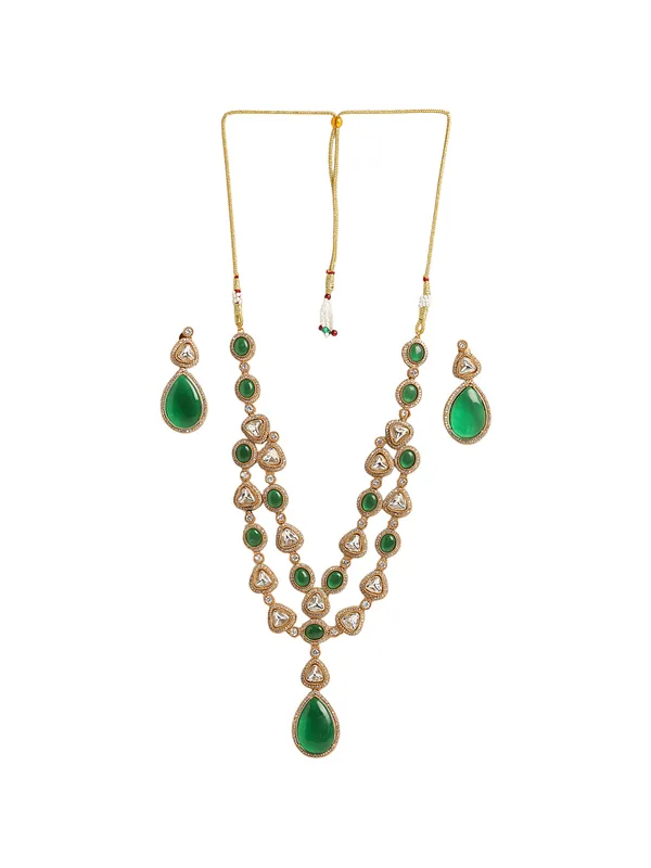 Beautiful_white_and_Green_stoneGold_plated_Necklace_with_earrings_for_Women_&_Girls