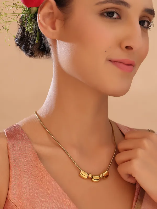 Gold_Plated_Pendant_with_Chain_three_small_abstract_For_Women_&_Girls
