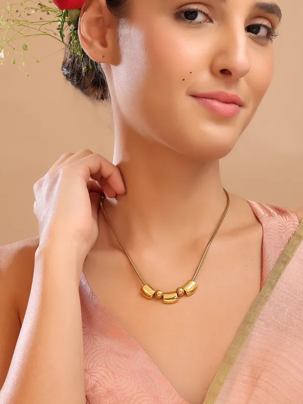 Gold_Plated_Pendant_with_Chain_three_small_abstract_For_Women_&_Girls