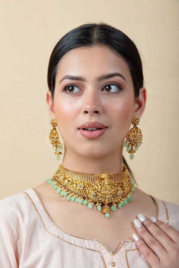 Green_,_Golden_&_White_Metal_Elegant_&_Premium_Earring_&_Necklace_Set_For_Women_&_Girls