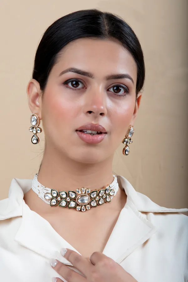 White_,_Black_&_Silver_Metal_Elegant_&_Premium_Earring_&_Necklace_Set_For_Women_&_Girls
