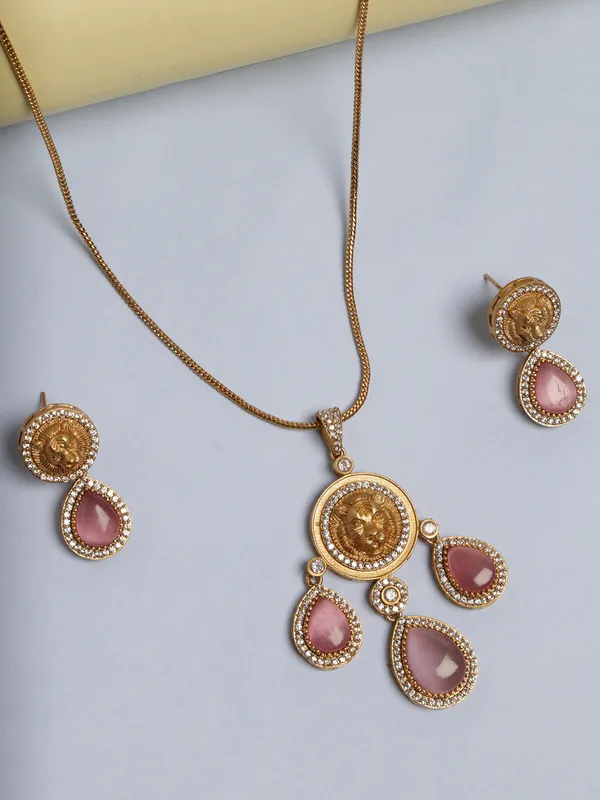Gold_Plated_Pendant_with_double_Chain_For_Women_&_Girls
