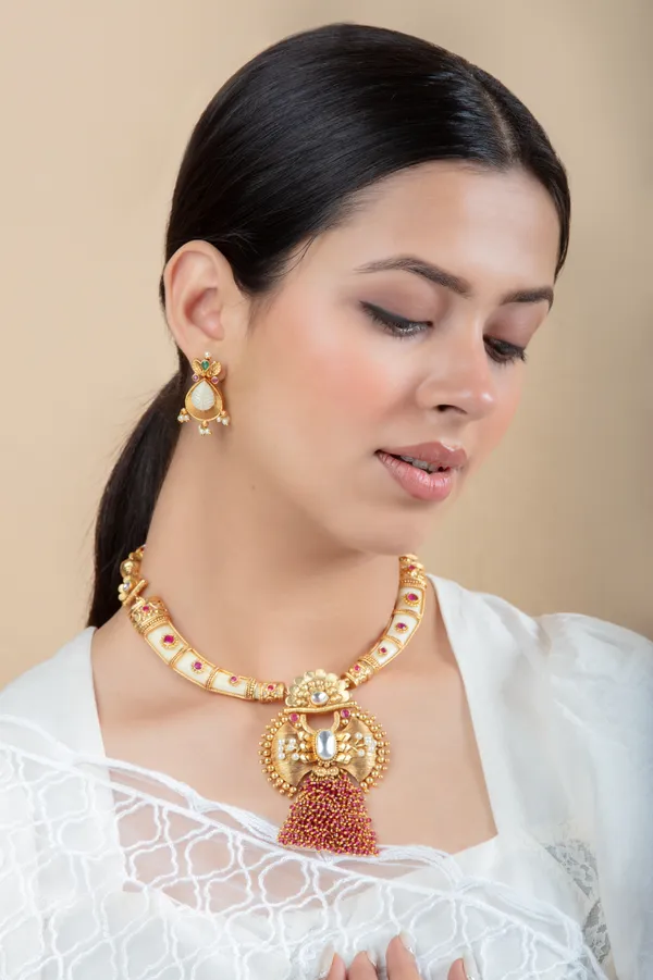 Red_,_White_&_Golden_Metal_Elegant_&_Premium_Earring_&_Necklace_Set_For_Women_&_Girls
