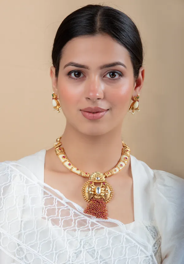 Red_,_White_&_Golden_Metal_Elegant_&_Premium_Earring_&_Necklace_Set_For_Women_&_Girls