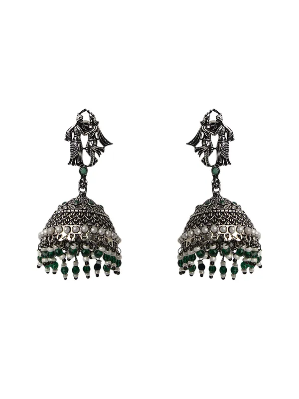 Traditional_oxidized_silver_jhumka-style_earring_For_Women_&_Girls