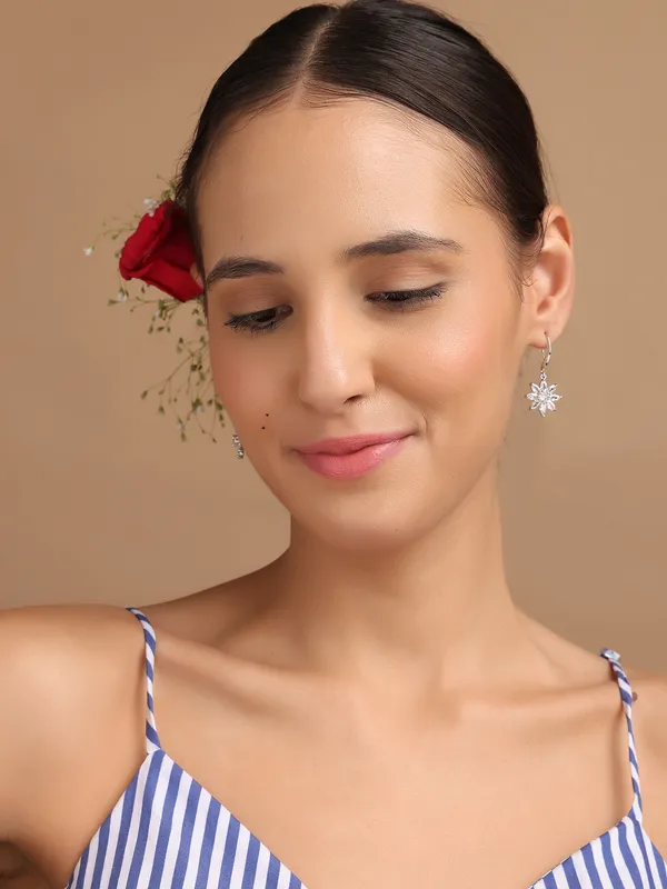White_Gold_Plated_Anti_Tarnish_Flower_Danglers_With_For_Women_&_Girls