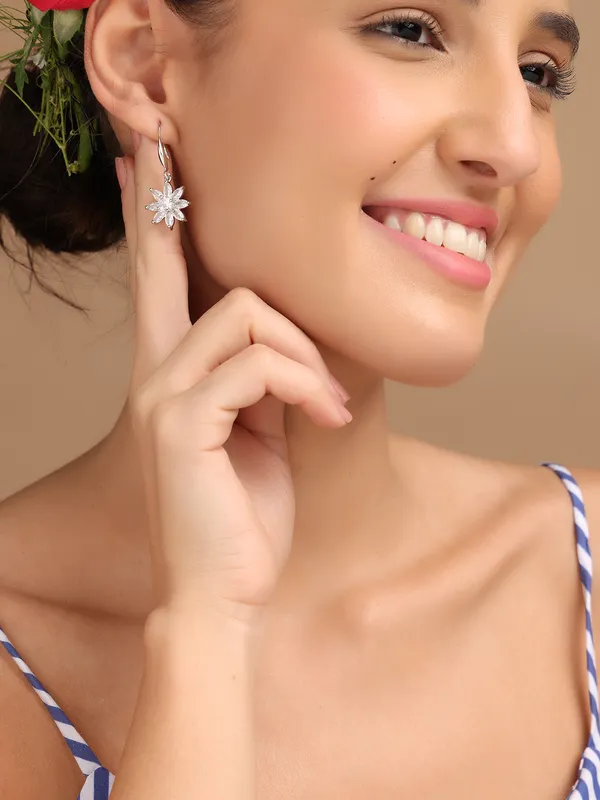 White_Gold_Plated_Anti_Tarnish_Flower_Danglers_With_For_Women_&_Girls