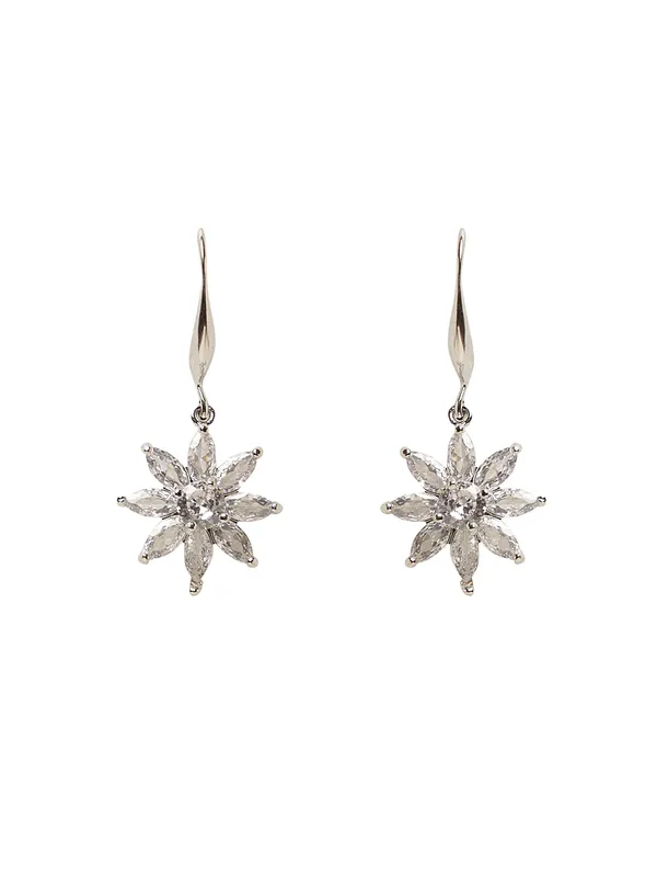 White_Gold_Plated_Anti_Tarnish_Flower_Danglers_With_For_Women_&_Girls