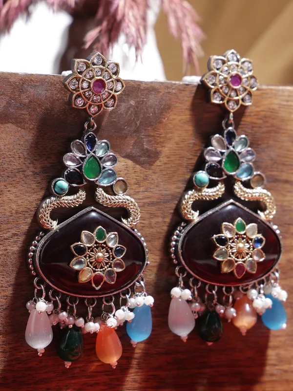 Multi_Colour_Gold_Plated_Danglers