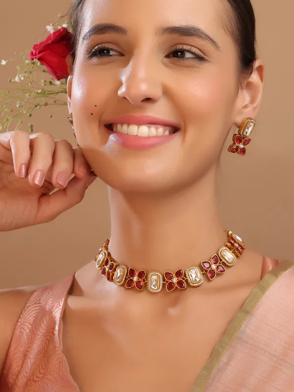Gold_Plated_Multi_colour_Necklace_with_Earrings_For_Women_&_Girls