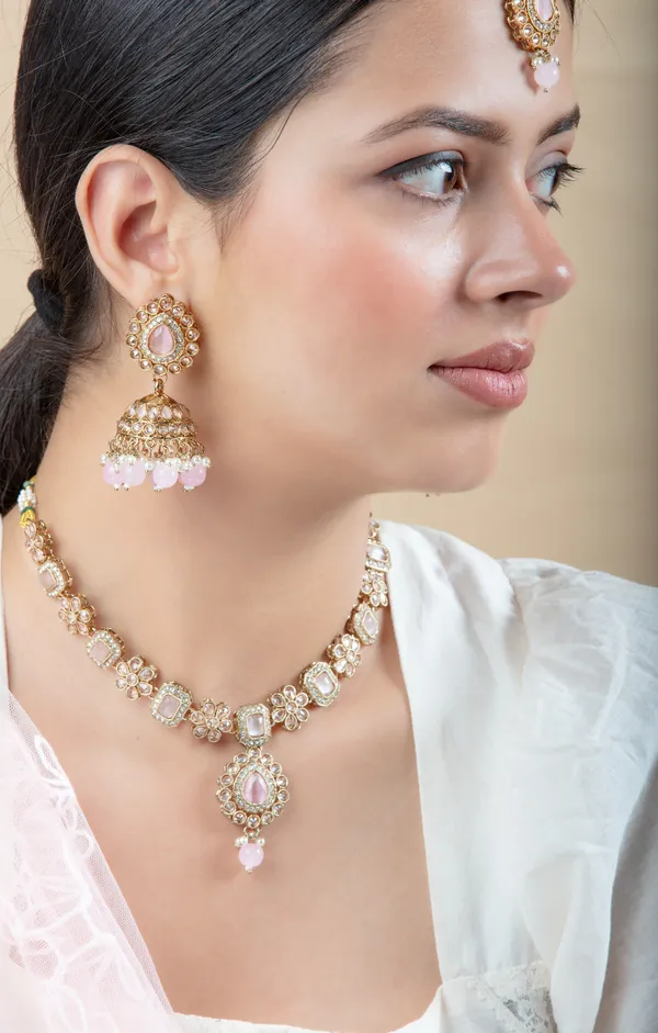 White_&_Golden_Metal_Elegant_&_Premium_Earring_&_Necklace_Set_For_Women_&_Girls