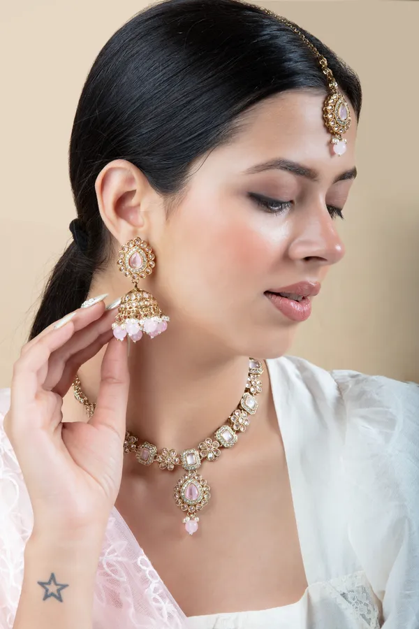 White_&_Golden_Metal_Elegant_&_Premium_Earring_&_Necklace_Set_For_Women_&_Girls