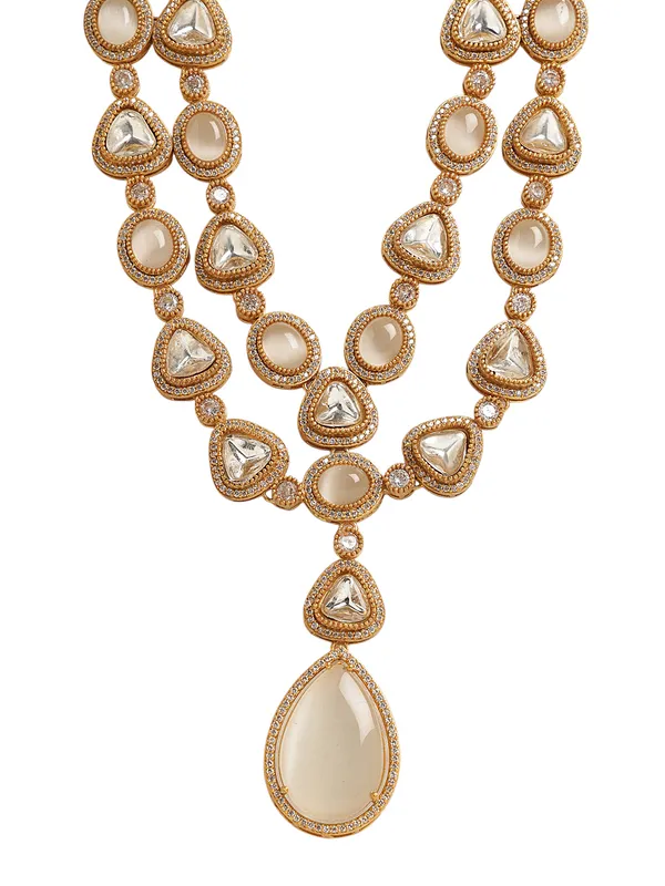 Beautiful_white_and_Pink_bead_Gold_plated_Necklace_with_earrings_for_Women_&_Girls