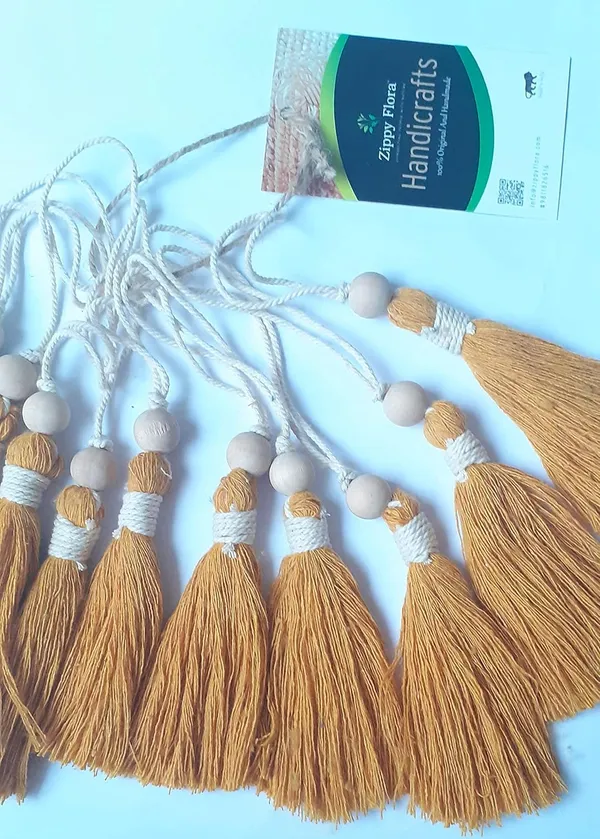 Mustard_Long_Cotton_Handmade_Tassels_With_Wooden_Beads_,_Pack_Of_10