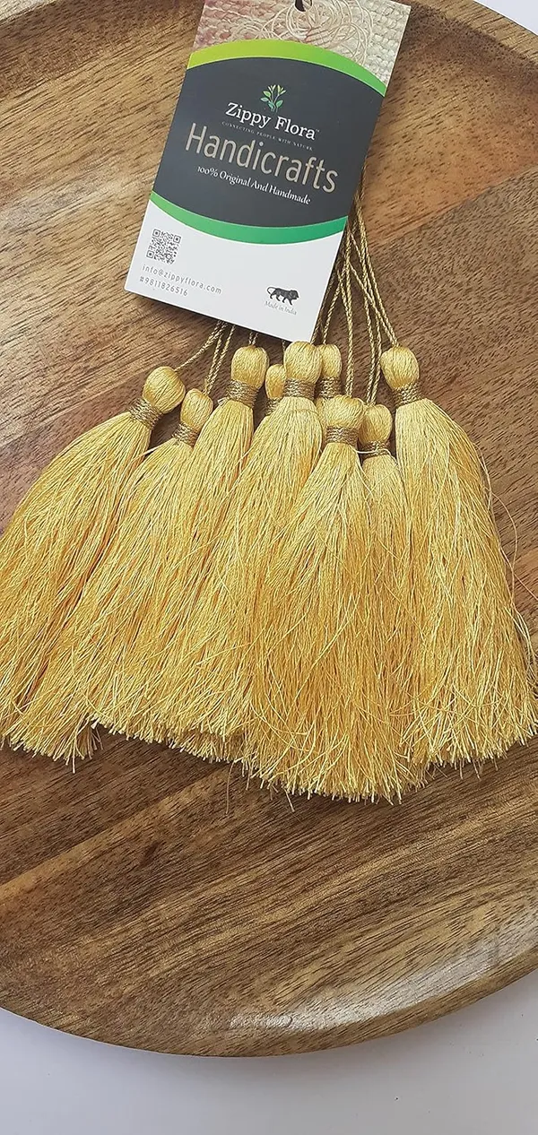 Yellow_Handmade_Long_Silk_Tassels_for_DIY_Wall_Crafts_and_Projects_,_Pack_of_10