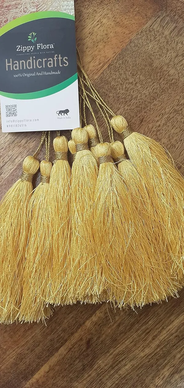 Yellow_Handmade_Long_Silk_Tassels_for_DIY_Wall_Crafts_and_Projects_,_Pack_of_10