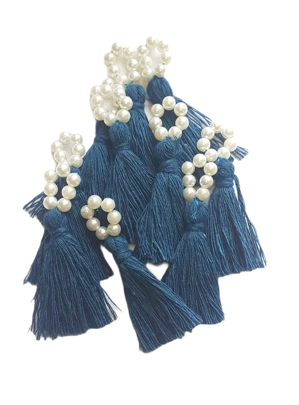 Mini_Cotton_Tassels_with_Pearls_for_Saree/Blouse/Dupatta/DIY/Decor,_Pack_of_10_(Prussian_Blue)