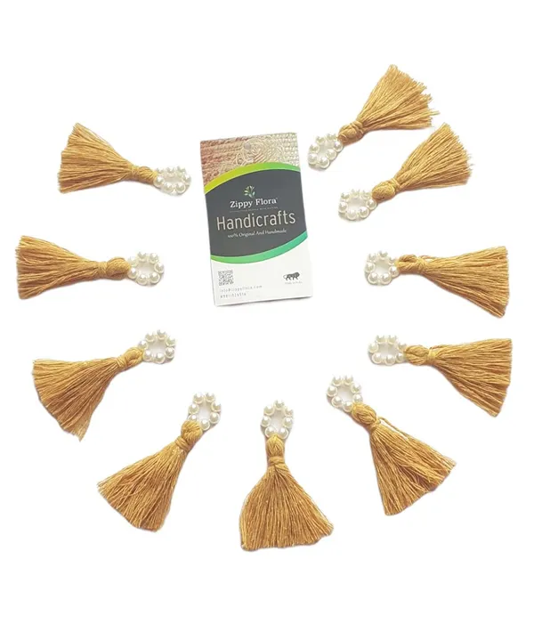 Mini_Cotton_Tassels_with_Pearls_for_Saree/Blouse/Dupatta/DIY/Decor,_Pack_of_10_(Mustard)