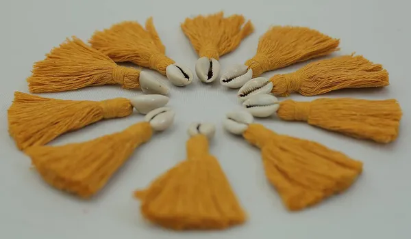Mini_Cotton_Tassels_with_Cowrie_Shells_for_Saree/Blouse/Dupatta/DIY/Decor,_Pack_of_10_(Mustard)