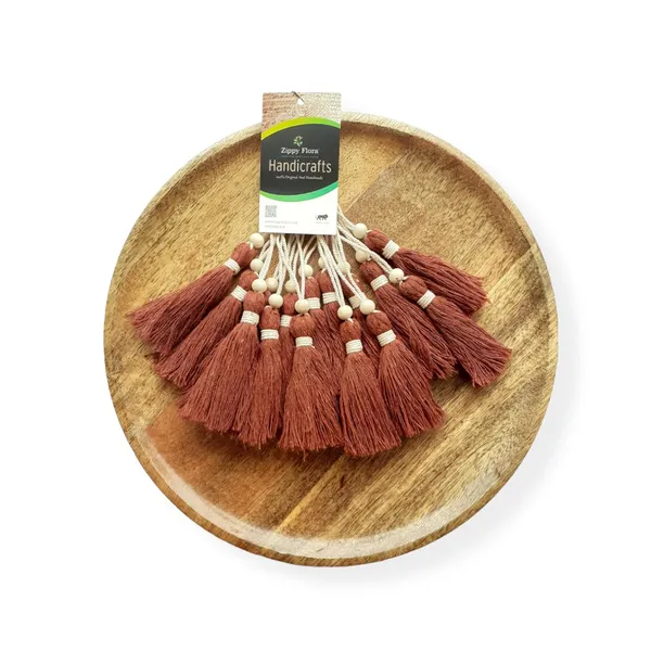 Rust_Brown_Long__Handmade_Cotton_Tassels_with_Wooden_Beads_for_DIY,_Wall_Crafts_and_Projects,_Pack_of_10