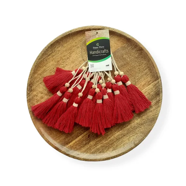 Red_Long_Handmade_Cotton_Tassels_with_Wooden_Beads_for_DIY,Wall_Crafts_and_Projects,Pack_of_10