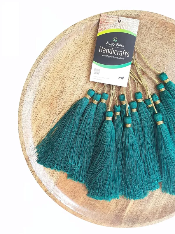Bottle_Green_Handmade_Long_Silk_Tassels_for_DIY_Wall_Crafts_and_Projects_,_Pack_of_10