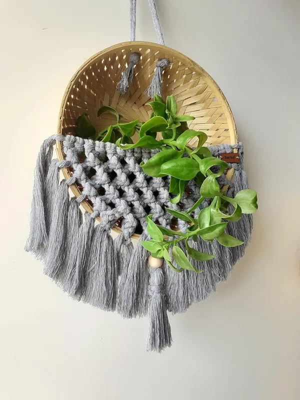 Handmade_Macrame_Basket_for_Plants_,_Garden_&_Home_Decor_(Grey)