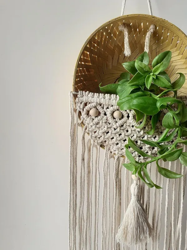 Handmade_Macrame_Basket_for_Plants_,_Garden_&_Home_Decor_(Off-White_with_Long_Dangling_Thread)