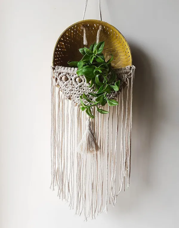 Handmade_Macrame_Basket_for_Plants_,_Garden_&_Home_Decor_(Off-White_with_Long_Dangling_Thread)