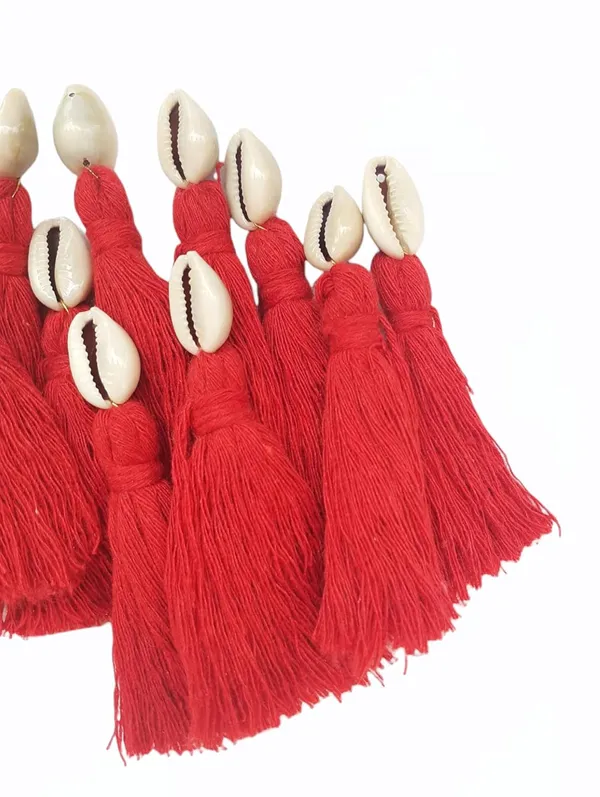 Red_Mini_Cotton_Handmade_Tassels_With_Cowrie_Shells_,__Pack_Of_10