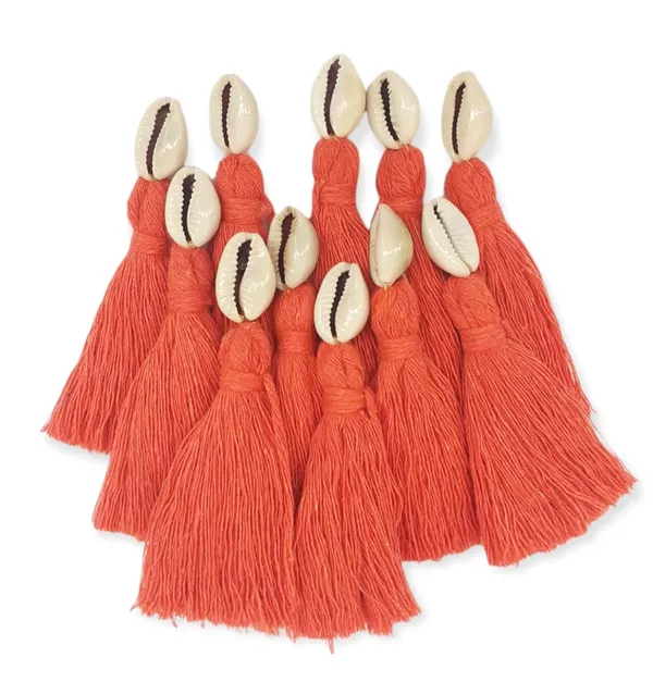 Orange_Mini_Cotton_Handmade_Tassels_With_Cowrie_Shells_,__Pack_Of_10