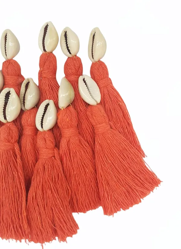 Orange_Mini_Cotton_Handmade_Tassels_With_Cowrie_Shells_,__Pack_Of_10