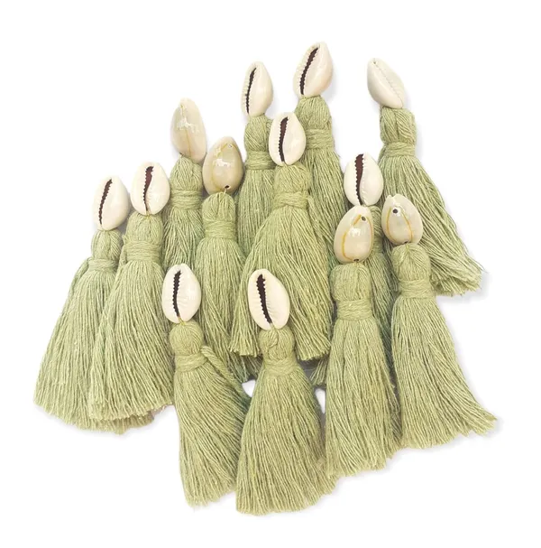 Seagreen_Mini_Cotton_Handmade_Tassels_With_Cowrie_Shells_,__Pack_Of_10