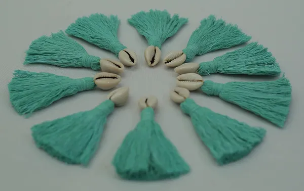 Turquoise_Blue_Mini_Cotton_Handmade_Tassels_With_Cowrie_Shells_,__Pack_Of_10