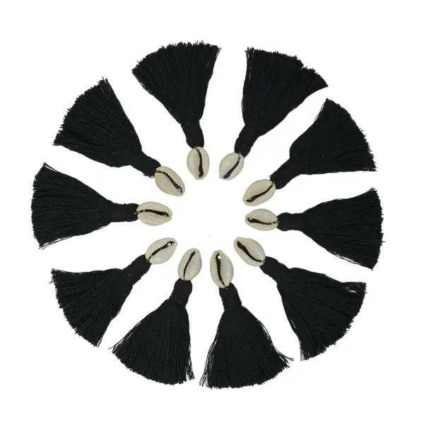 Mini_Cotton_Tassels_with_Cowrie_Shells_for_Saree/Blouse/Dupatta/DIY/Decor,_Pack_of_10_(Black)