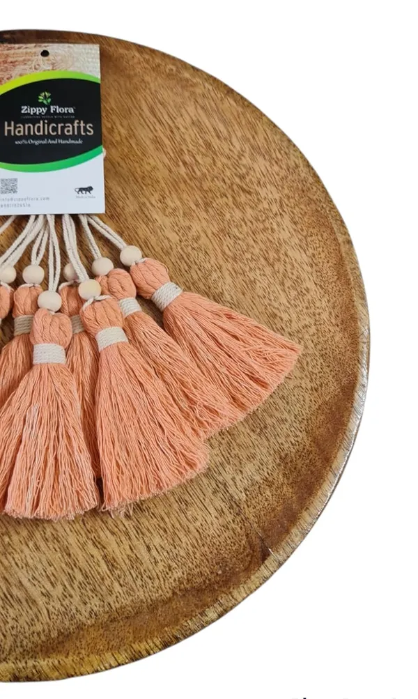Peach_Long_Cotton_Handmade_Tassels_With_Wooden_Beads,_Pack_Of_10