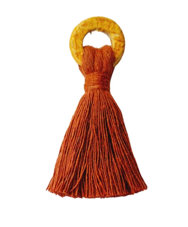 Rust_Brown_Mini_Cotton_Tassels_with_wooden_rings__for_Saree/Blouse/Dupatta/DIY/Decor,_Pack_of_10