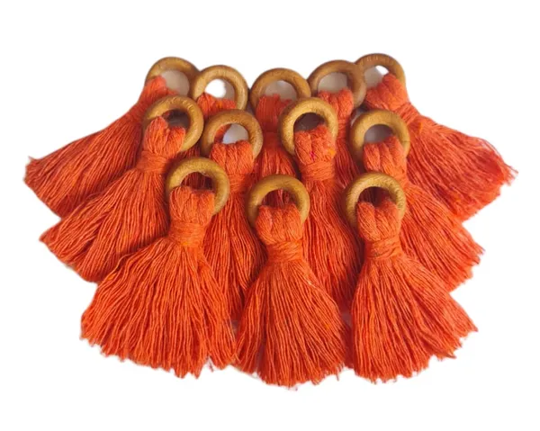 Orange_Mini_Cotton_Tassels_with_Wooden_Rings__for_Saree/Blouse/Dupatta/DIY/Decor,_Pack_of_10