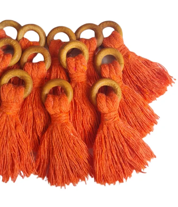 Orange_Mini_Cotton_Tassels_with_Wooden_Rings__for_Saree/Blouse/Dupatta/DIY/Decor,_Pack_of_10